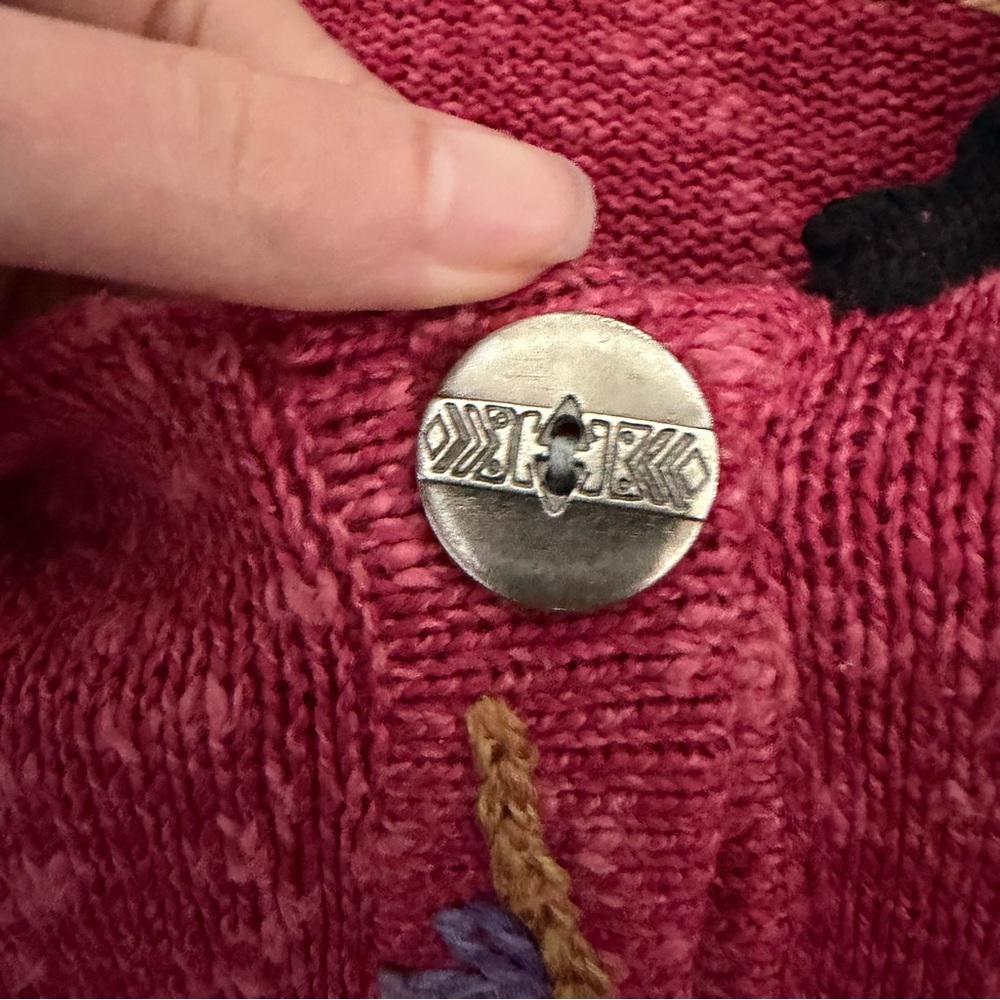 Icelandic Designs Cardigan Sweater Embroidered Cottagecore Linen Cotton XL - Picture 6 of 9